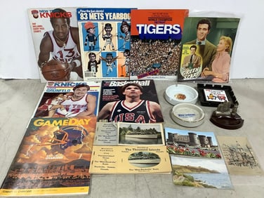 Various Sports Programs/yearbook, Ashtrays, Postcards, and more