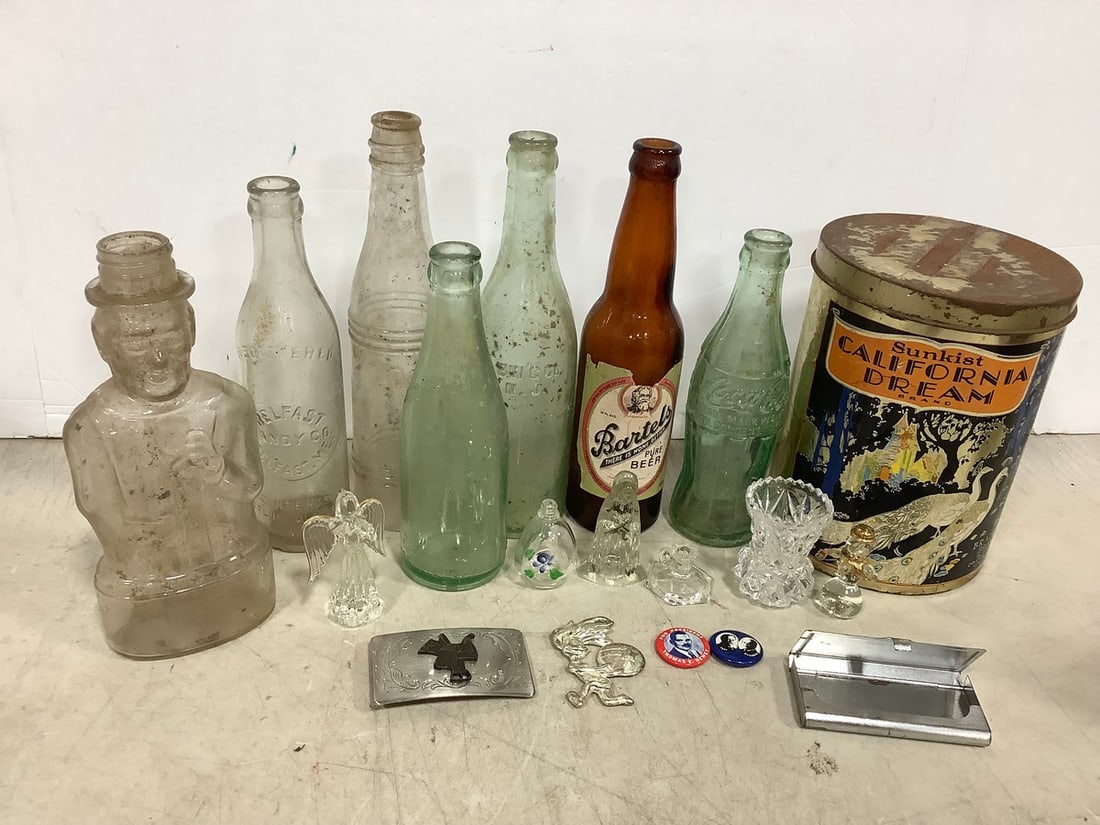 Vintage Empty Glass Bottles, Tin Container, and more: Vintage Empty Glass Bottles, Tin Container, and more