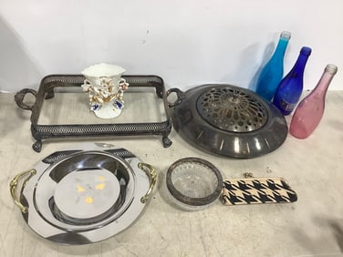 Various Sterling Silver, Empty Glass Bottles, Ceramic Vase, and more (Tallest - 8.75in)