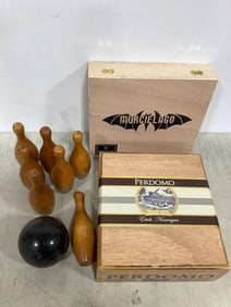 Cigar Boxes and Bowling Set