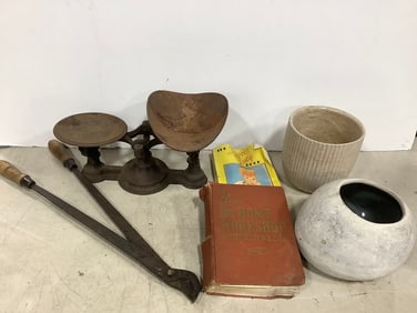 Vintage Scale, Various Planters (Tallest - 7in), Books, and more