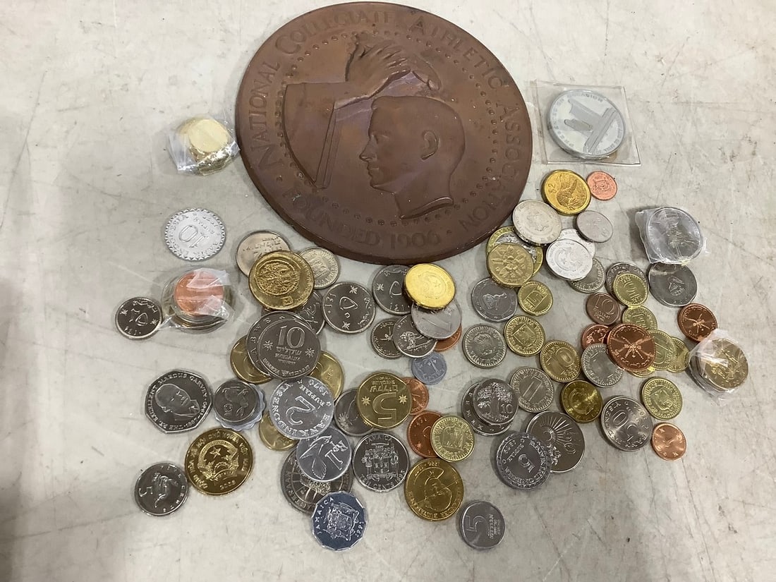 Various Foreign Coins and Coin Decor (5.75in Across)