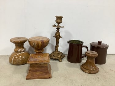 Brass Candle Holder (8.75in, Ceramic Pitcher/Container, and more
