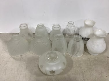 Various glass/milk glass lampshades(tallest 7in.)