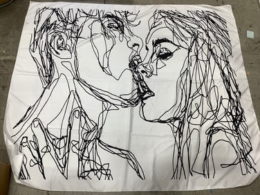 Minimalist line art tapestry(50.5in.x58in.)