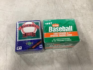 1987 Fleer logo stickers and trading cards and 1989 Upper Deck baseball cards(both sealed)