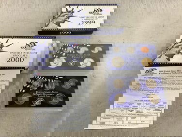 1999 and 2000 united States Mint proof sets