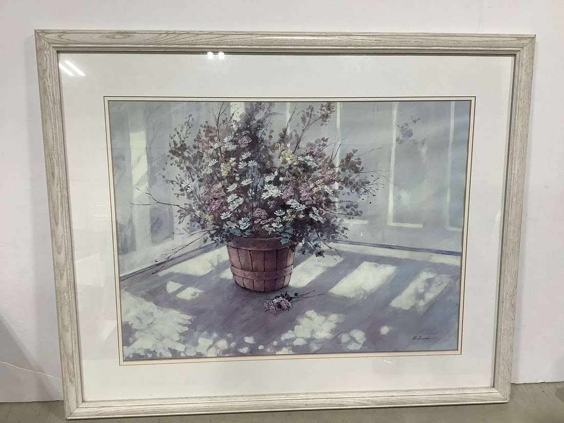 Framed floral signed artwork(26in.x32in.) (1 of 1)