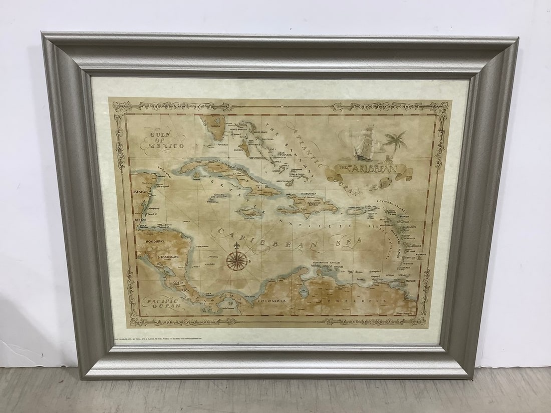 Framed map of the Caribbean(20in.x24in.): Framed map of the Caribbean(20in.x24in.)