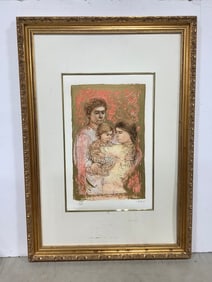 Framed 3 Figure Family art print by Edna Hibel(23in.x33in.-176/385)