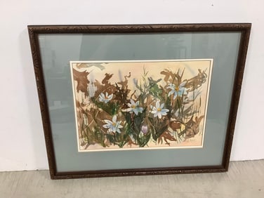 Framed watercolor artwork signed Joyce Hawk(17in.x21in.)