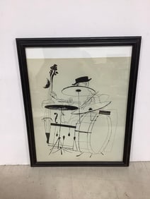 Framed artwork signed David Stone Martin(16in.x20in.)