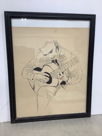 Framed artwork signed David Stone Martin(16in.x20in.)