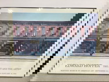 Framed Edward Hopper Whitney Museum of American Art print(30in.x40in.-frame cracked)
