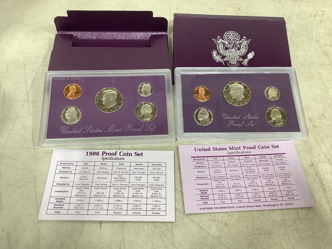 1990 US Mint Proof Coin Set, and 1986 US Proof Coin Set (1 of 1)