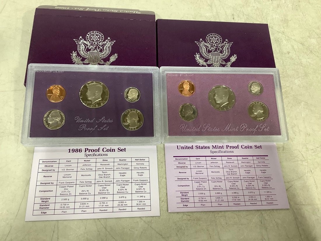 1986 and 1988 US Mint Proof coin sets (1 of 1)