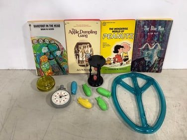 Vintage toys and books(The Wonderful World of Peanuts, The Blue Man, Barefoot in the Head, and more)