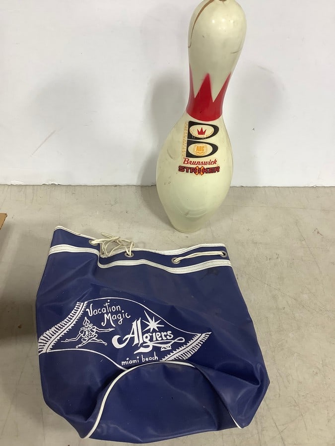 Algiers Miami Beach bag and Brunswick Striker bowling pin (1 of 1)