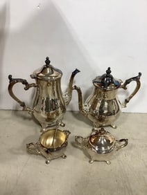 Silver plated tea set (10.5in.tall)