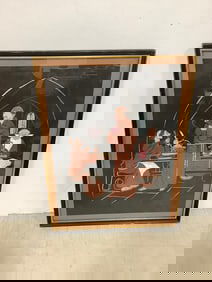 Framed Monk artwork signed Huertes(13in.x17in.)