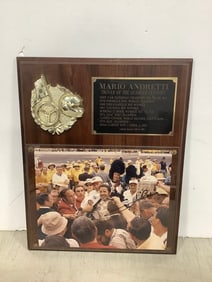 Mario Andretti wall plaque with signed print(12in.x15in.)