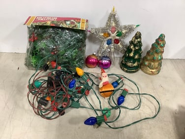 Vintage Christmas decor and Christmas tree candles