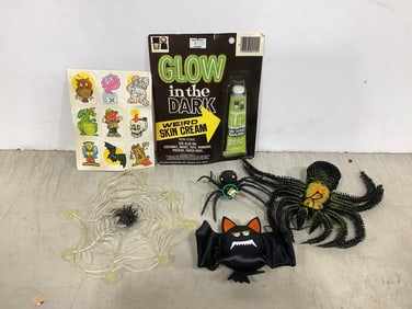 Vintage Halloween stickers, skin cream, and more