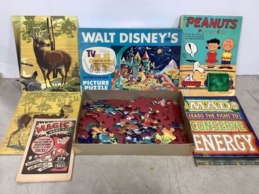 Vintage Walt Disney puzzle, vintage magazines, and more
