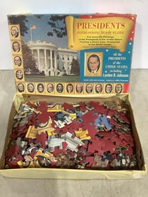Vintage Presidents interlocking jigsaw puzzle in box
