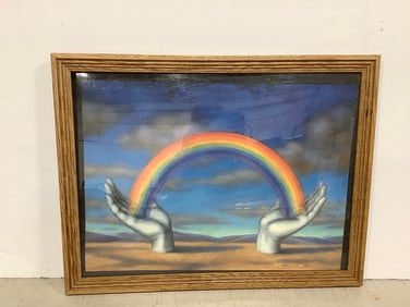 Framed rainbow in hands art print(20in.x26.5in.)