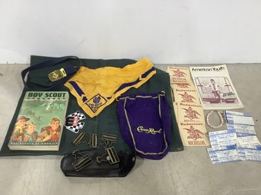 Budweiser Coasters, Boy Scout Book/Bag, Belt, and more