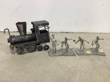 Pewter Statues and Napcoware Train (3.25in Tall)