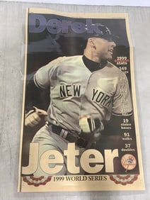 1999 Derek Jeter Yankees Baseball Print (13.5inx21.5in)