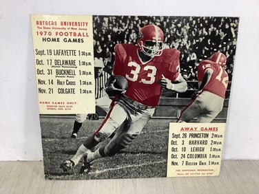 Vintage 1970 Rutgers Home Football Game Schedule (12.25inx14in)
