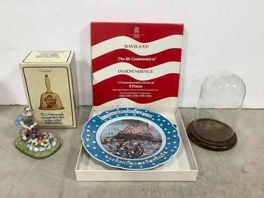 Bi-Centennial of Independence Plate, Goebel Bell, Ceramic Figure, and more