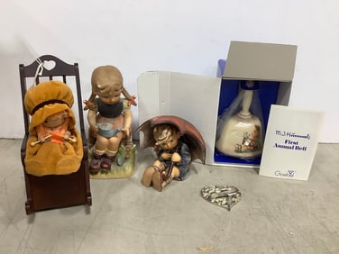 Ceramic Goebel Bell, Schmid Wooden Rocking Chair Decor, Goebel Statues, and more (Tallest - 9in)