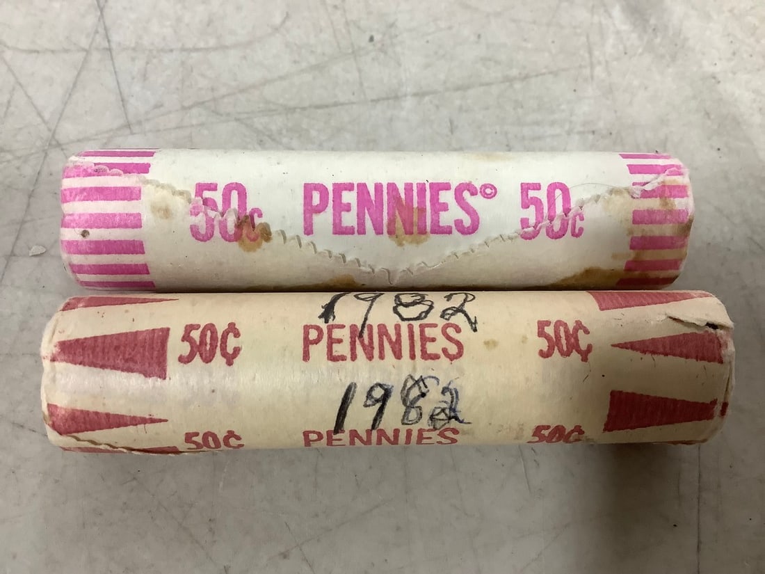 1981 & 1982 Bank Rolls of Pennies: 1981 & 1982 Bank Rolls of Pennies