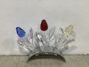 Swavorski floral crystal decor set(4.25in.tall)