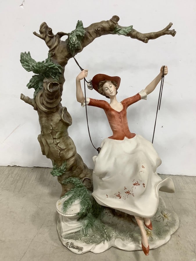 Guiseppe Armani Young Lady on Swing signed figurine statue(14in.tall) (1 of 1)