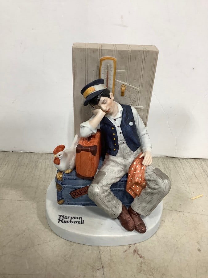 Norman Rockwell Asleep on the Job porcelain figure(6.25in.tall): Norman Rockwell Asleep on the Job porcelain figure(6.25in.tall)