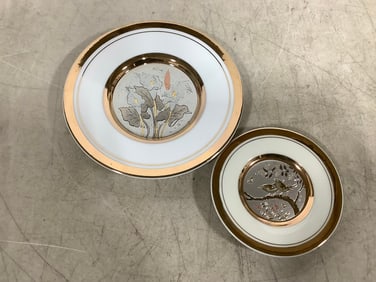 24kt gold edged plates(largest 6in.across)