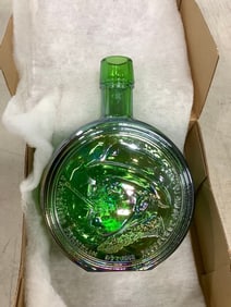 FDR commemorative first edition green glass decanter(7.5in.tall)