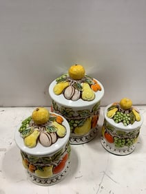Lefton kitchen canisters(9.5in.tallest)