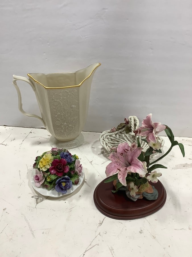 Lenox pitcher and porcelain floral decor(Aynsley, Lenox, etc.-tallest 7.5in.) (1 of 1)