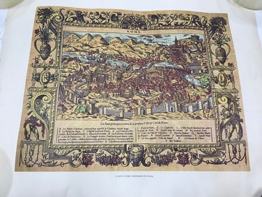 Chart of Roma engraving XVI century print(18.5in.x21in.)