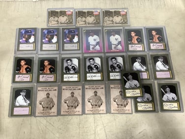 Collectible player cards with authenticated signatures(Don Mattingly, Mickey Mantle, Joe Jackson,