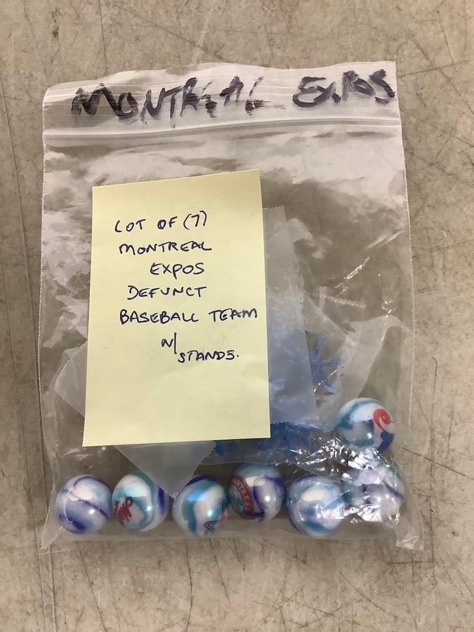 Montreal expos defunct baseball team marbles with stands: Montreal expos defunct baseball team marbles with stands