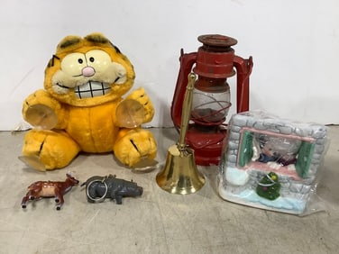 Walt Disney Tree for Two ceramic, vintage lantern(7.5in.tall), Garfield doll, and more