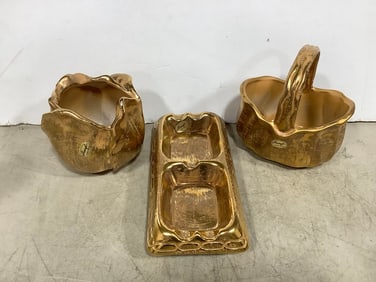 Stangl hand painted granada gold set(6in.tallest)
