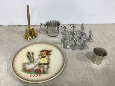 Pewter Figurines, Cup, Ceramic Plate, and more